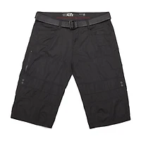 Dark Black Shorts cargo ceinturé pour hommes