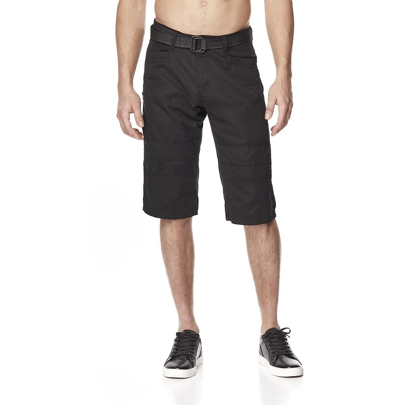 Dark Black Shorts cargo ceinturé pour hommes