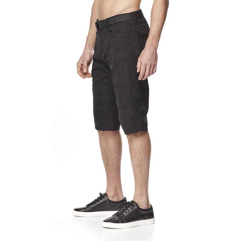 Dark Black Shorts cargo ceinturé pour hommes