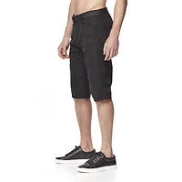 Dark Black Shorts cargo ceinturé pour hommes