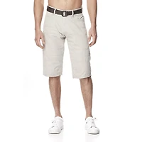 Dark Black Men's Solid Cargo Shorts With Two-Toned Belt