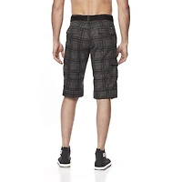 Dark Black Capri cargo à carreaux avec ceinture pour hommes