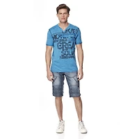 Dark Black Capri cargo en denim délavé pour hommes