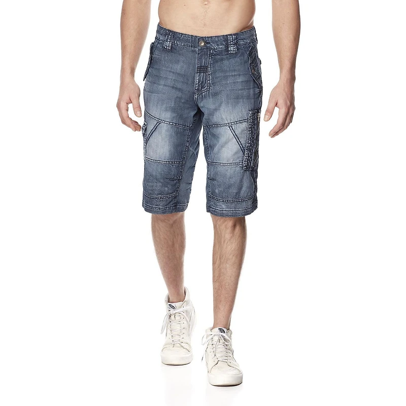 Dark Black Capri cargo en denim délavé pour hommes