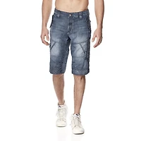 Dark Black Capri cargo en denim délavé pour hommes