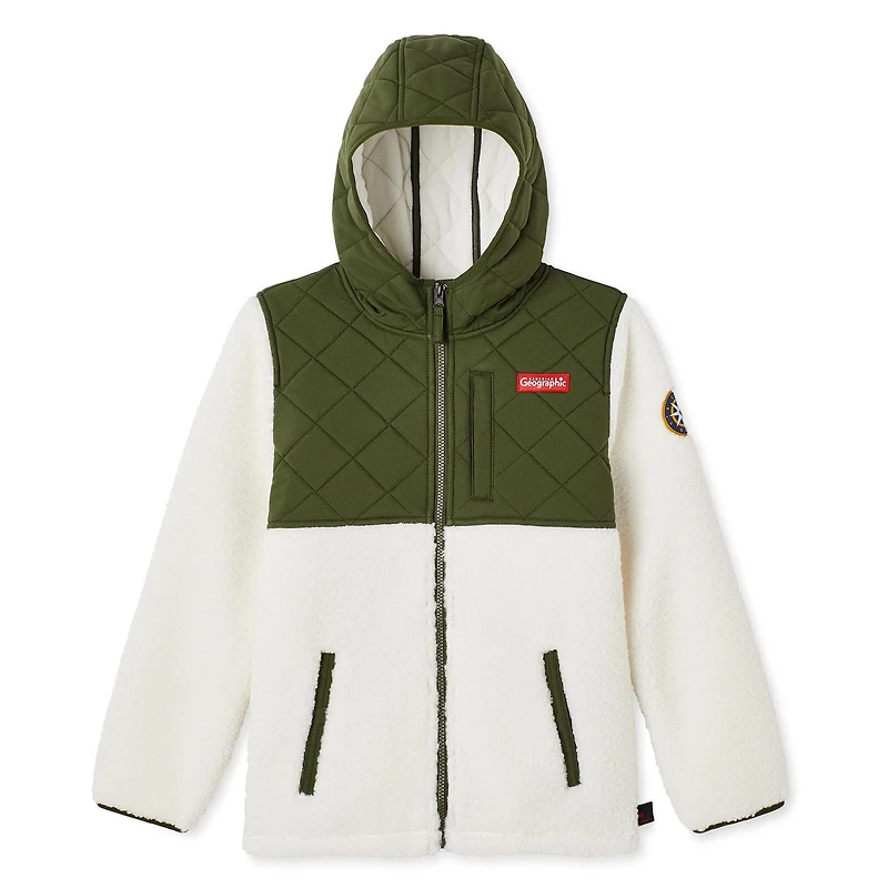 Haut à capuchon en sherpa zippé sur la longueur Canadiana x SGRC pour garçons