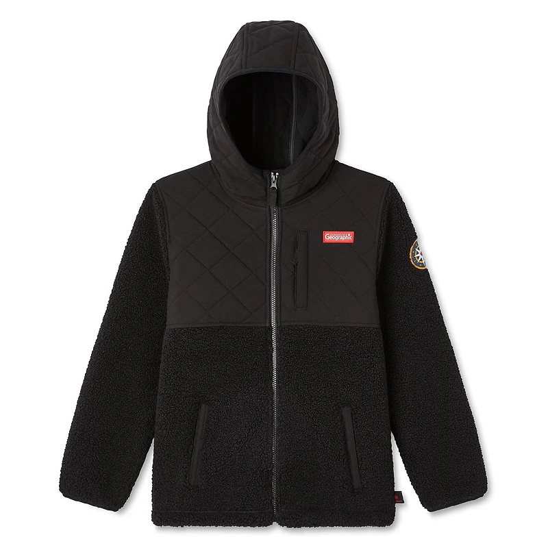 Haut à capuchon en sherpa zippé sur la longueur Canadiana x SGRC pour garçons