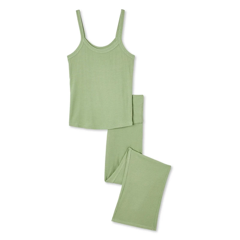 No Boundaries Women's Rib Cami Pajama 2-Piece Set
