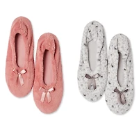 Lot de 2 paires pantoufles George pour femmes Pointures 5/6-9/10