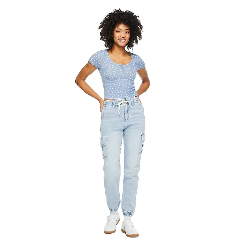 T-shirt henley No Boundaries pour femmes