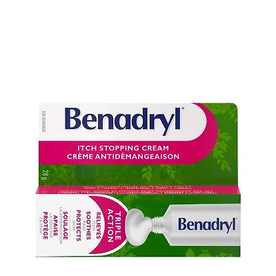 Benadryl Itch Stopping Cream, Topical Anesthetic, Itch Pain Relief, Diphenhydramine Hydrochloride, Zinc Acetate, 28 g