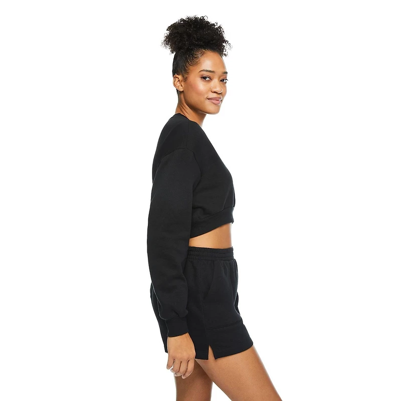 No Boundaries Women's Cropped Fleece Popover