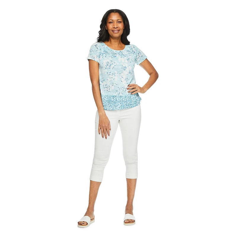 Iyla Women's Burnout Peasant Top