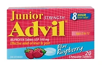 Junior Strength Advil Chewable Tablets Blue Raspberry <br>20s, 20 count