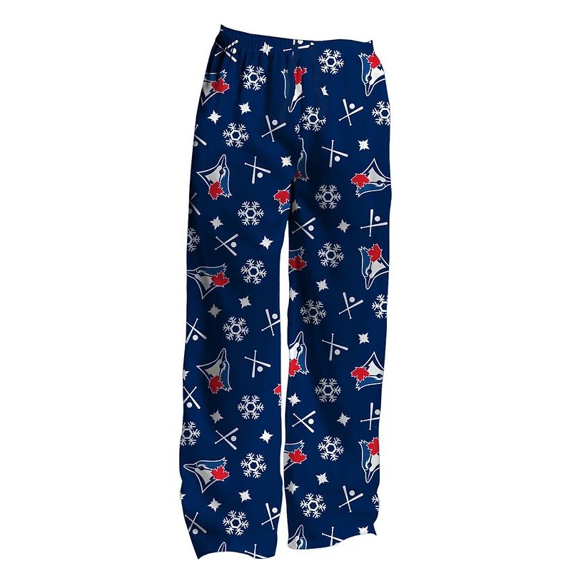 LMB Pantalons de nuit laid de Noël pour hommes des Blue Jays de Toronto - batons et neige