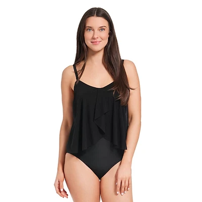 Krista Maillot de bain une pièce à volants et encolure dégagée pour femme