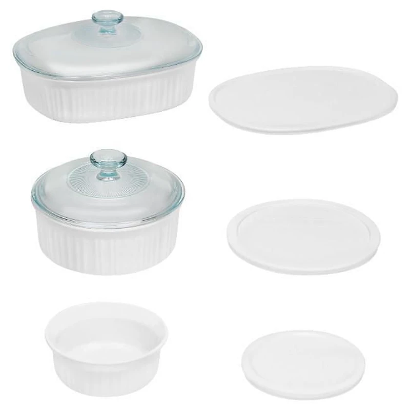 CorningwareMD French White, Ensemble de 8 pièces Grès céramique durable