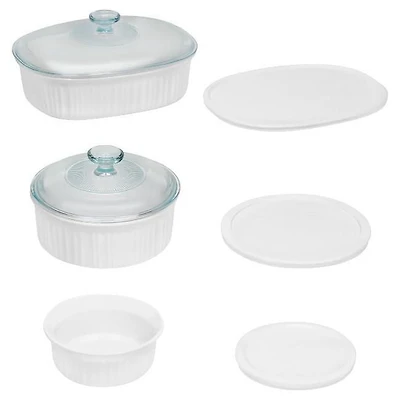 CorningwareMD French White, Ensemble de 8 pièces Grès céramique durable
