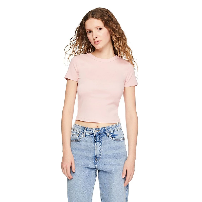 No Boundaries Women's Rib Baby Tee