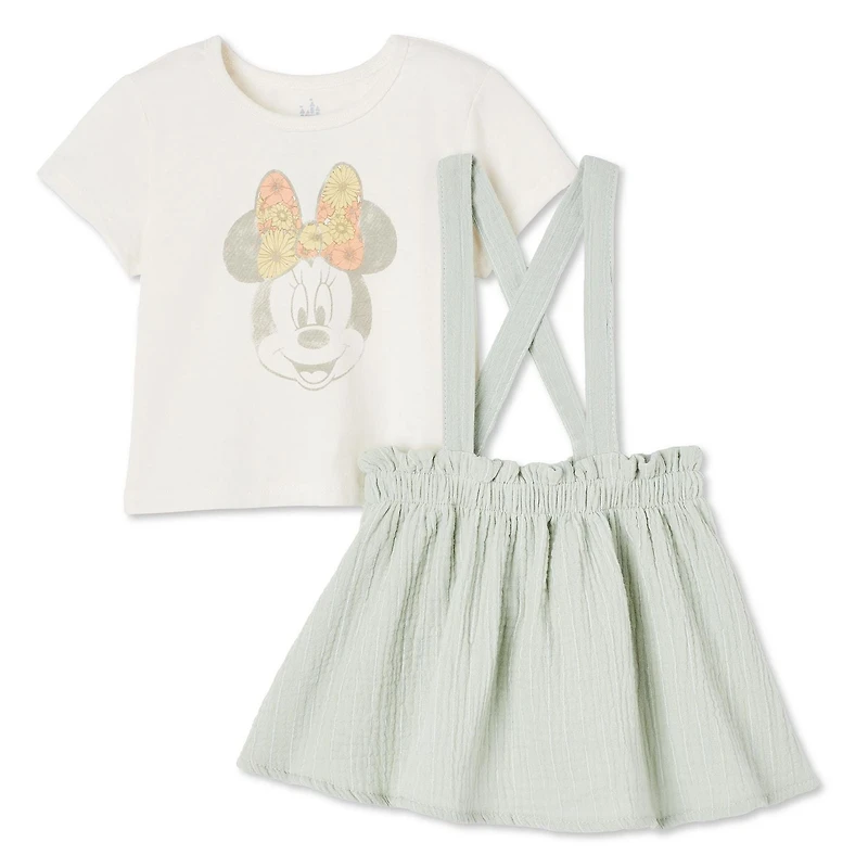 Ensemble 2 pièces avec robe-tablier Minnie Mouse Disney pour bébés filles
