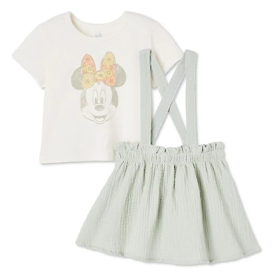 Ensemble 2 pièces avec robe-tablier Minnie Mouse Disney pour bébés filles