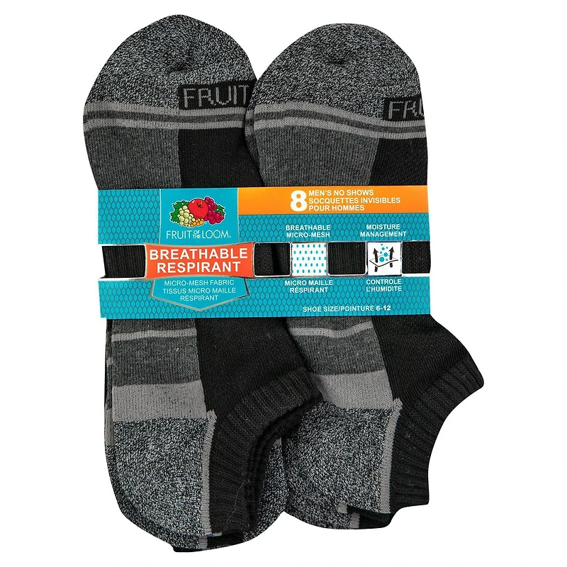 Fruit of the Loom - Mens No Show Breathable 8 pack