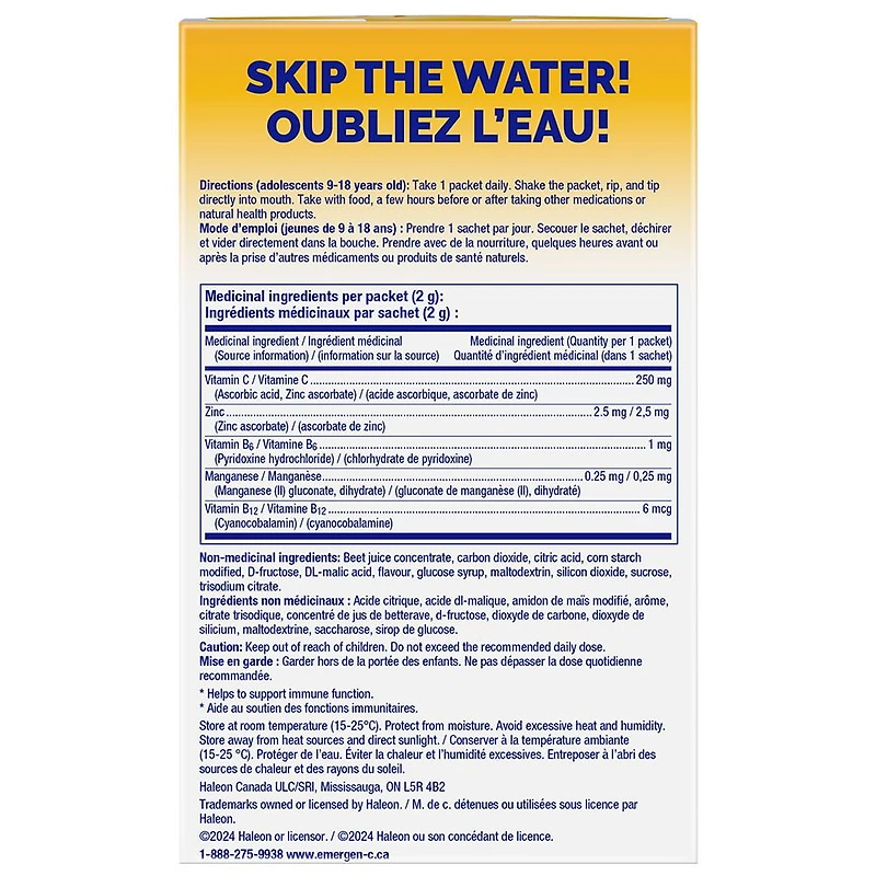 Emergen-C Crystals Junior On-The-Go Immune Support, Strawberry Flavour