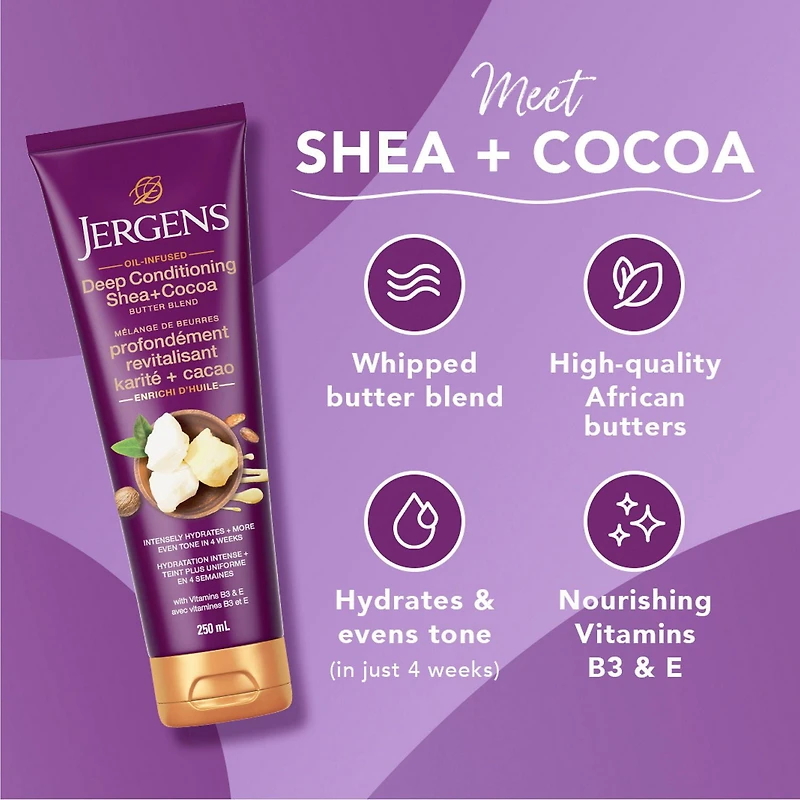 Mélange profondément revitalisant de beurres de karité + cacao de Jergens 250 mL