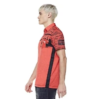 Dark Black Men's Short-Sleeve Graphic Polo with Pocket