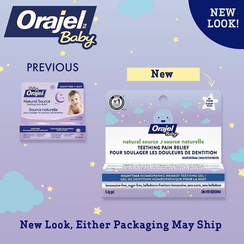 Baby OrajelTM Nighttime Formula Natural Source Teething Gel, 9.4g, Natural fruit flavour