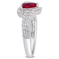 Tangelo 2-1/2 Carat T.G.W. Created Ruby and Created White Sapphire Sterling Silver Heart Halo Ring