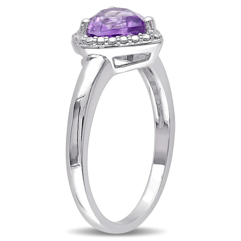 Bague auréole Tangelo avec améthyste de forme cœur 1 CT PBT en argent sterling