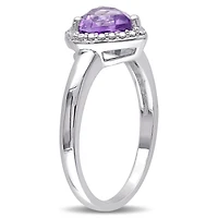 Bague auréole Tangelo avec améthyste de forme cœur 1 CT PBT en argent sterling