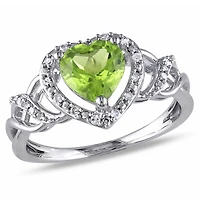 Tangelo 1-1/3 Carat T.G.W. Peridot and Diamond-Accent Sterling Silver Heart Ring