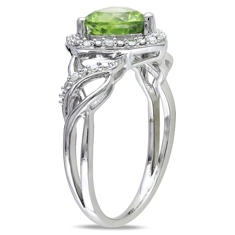 Tangelo 1-1/3 Carat T.G.W. Peridot and Diamond-Accent Sterling Silver Heart Ring