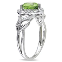 Tangelo 1-1/3 Carat T.G.W. Peridot and Diamond-Accent Sterling Silver Heart Ring
