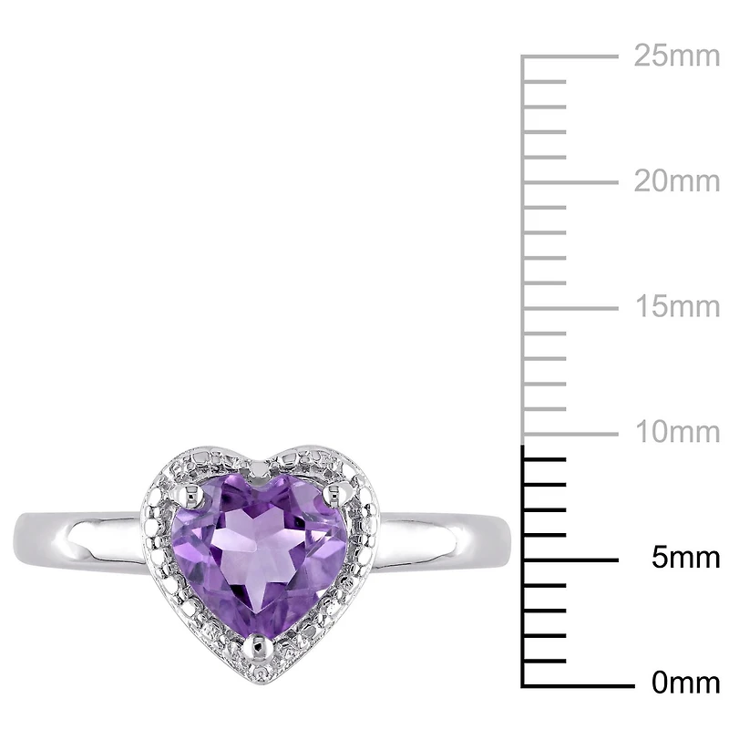 Bague auréole Tangelo avec améthyste de forme cœur 1 CT PBT en argent sterling