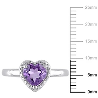 Bague auréole Tangelo avec améthyste de forme cœur 1 CT PBT en argent sterling