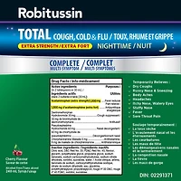 Sirop Robitussin Total Toux, rhume et grippe Extra fort Nuit, sans alcool, 240 ml 240 ml