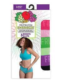 Ladies' ENERGIZE Cotton Stretch Brief, Assorted 3 Pack