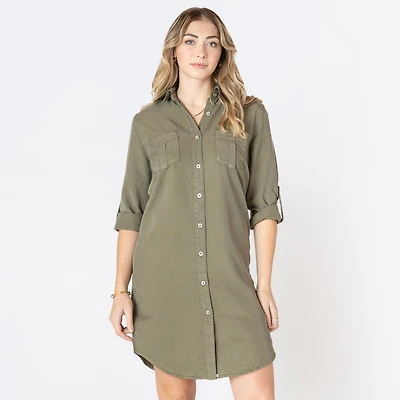 Devoted robe midi à col décontract