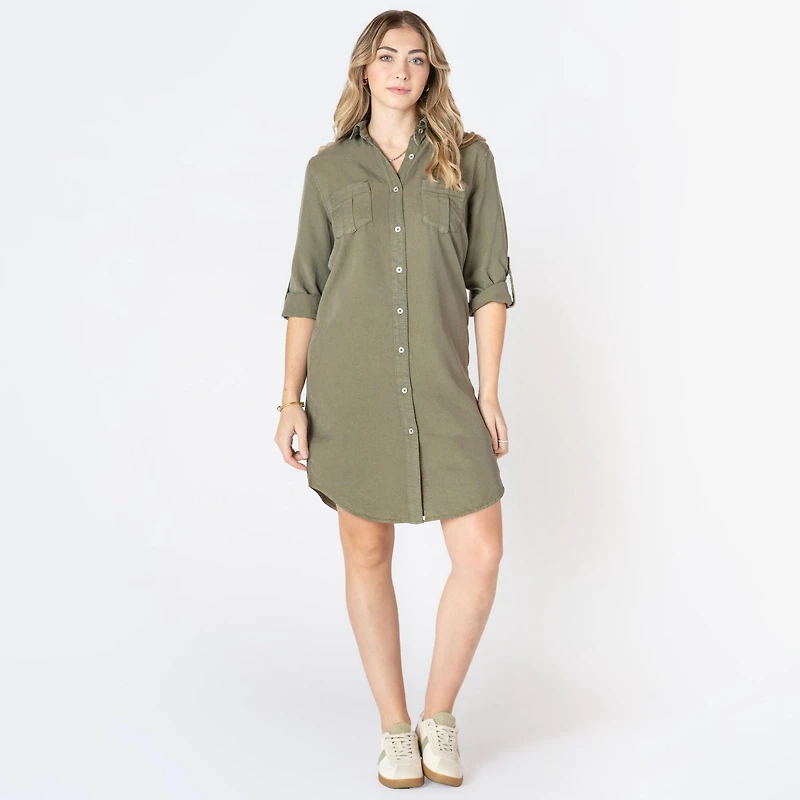 Devoted robe midi à col décontract