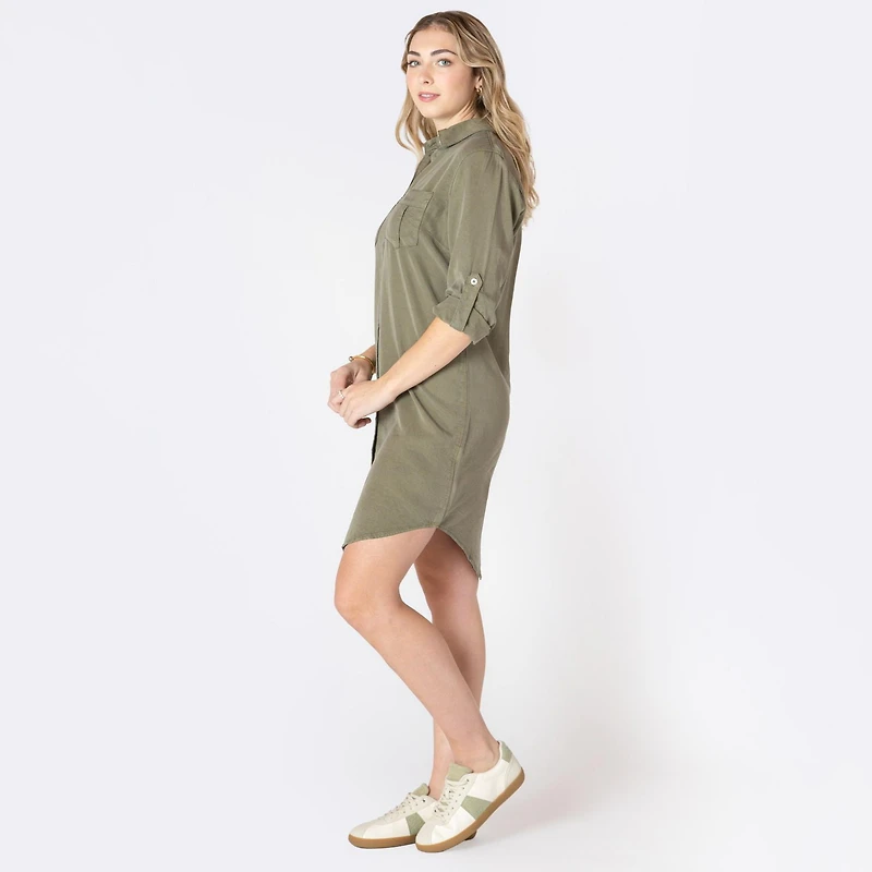Devoted robe midi à col décontract