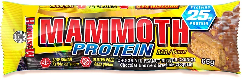 Mammoth Protein Bar, Peanut Butter Crunch, 5/box, 5/Box<br>65g/Bar