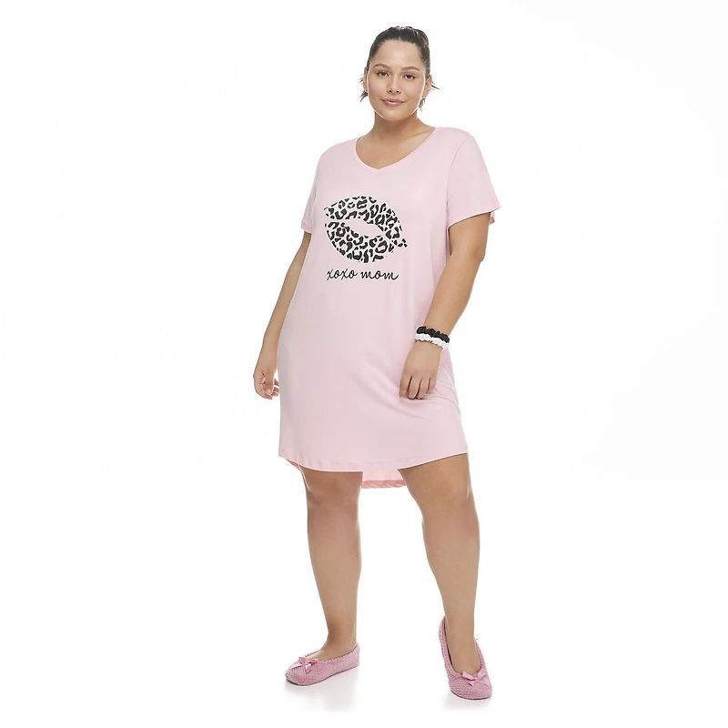 George Plus Women's Graphic Print Nightshirt and Scrunchies Set