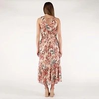 DV Robe midi à fleurs sans manches avec fente sur le côté