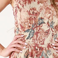 DV Sleeveless floral midi dress with side slit