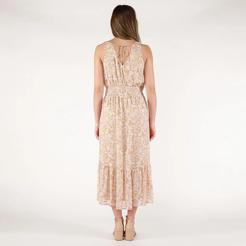 DV Robe midi à fleurs sans manches avec fente sur le côt