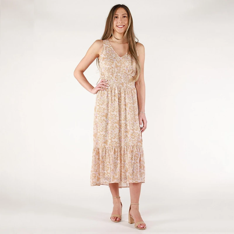 DV Robe midi à fleurs sans manches avec fente sur le côté
