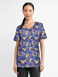 Scrubstar Fashion Collection Women’s Oh Hunny Print V-Neck Scrub Top, Sizes XS–3XL